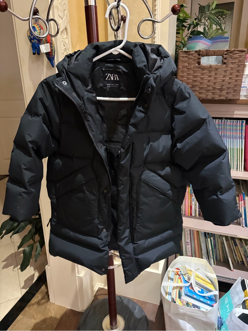 ZARA Black Kids Hooded Puffer Coat